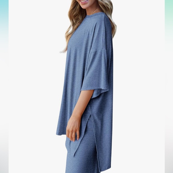 PRETTYGARDEN  2 Piece Outfits Casual Short Sleeve Pullover Tops and Wide Leg - Picture 3 of 6